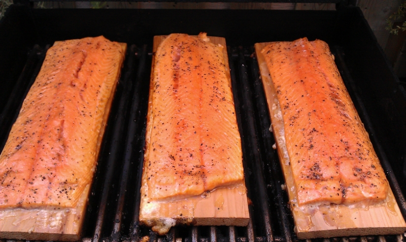 Cedar planked salmon