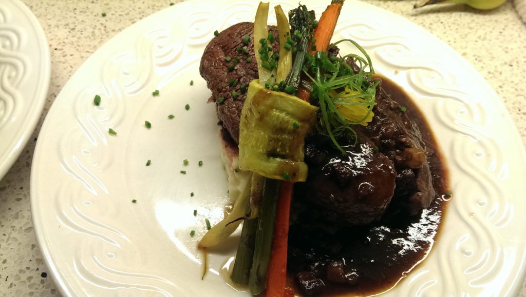 pan seared beef with demi glace